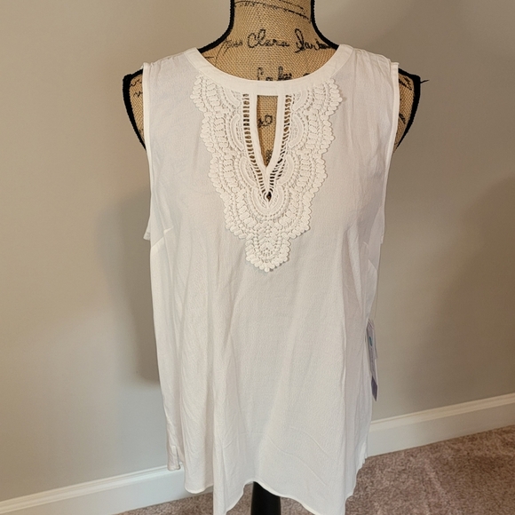 Stitchfix Pale Sky white Embroidered lace sleeveless top - Picture 1 of 7